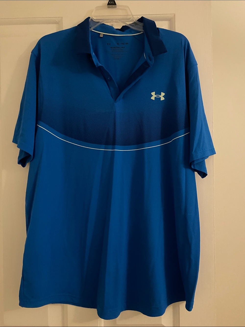 Under Armour Men’s Blue Short Sleeve Polo with White Piping